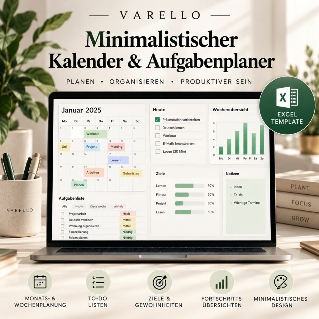 Minimalistischer Kalender & Aufgabenplaner