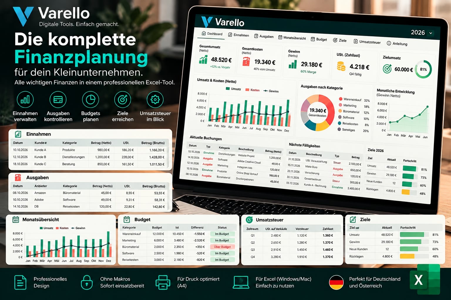 VARELLO Jahresfinanzplaner für Kleinunternehmen – Bild 3