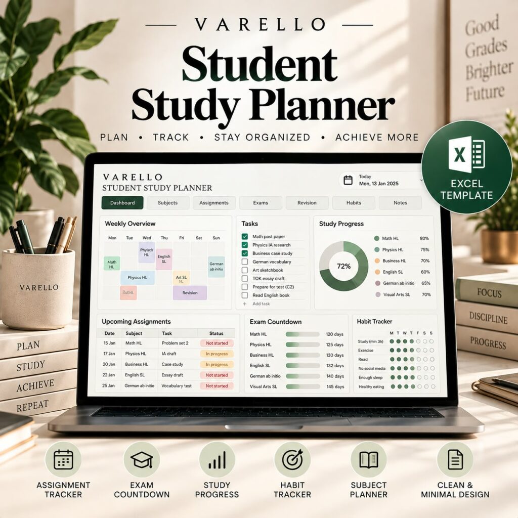VARELLO Student Study Planner